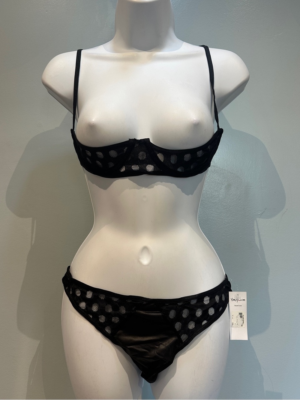 Yandy Black Polka Dot Lingerie Set Medium/Large New with Tags